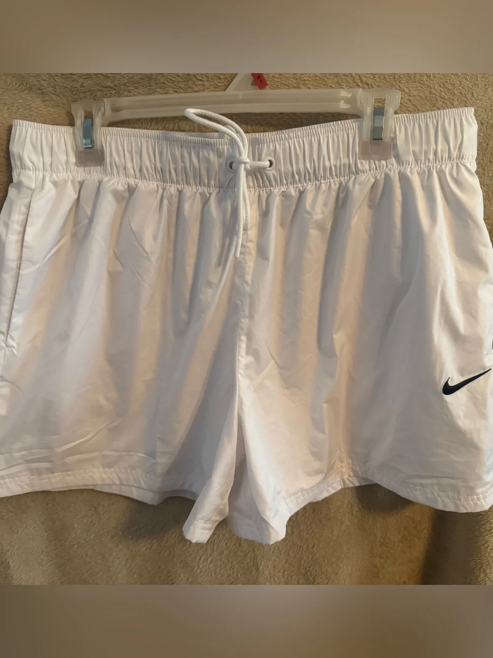 Nike White Women's Athletic Drawstring Shorts with Swoosh
